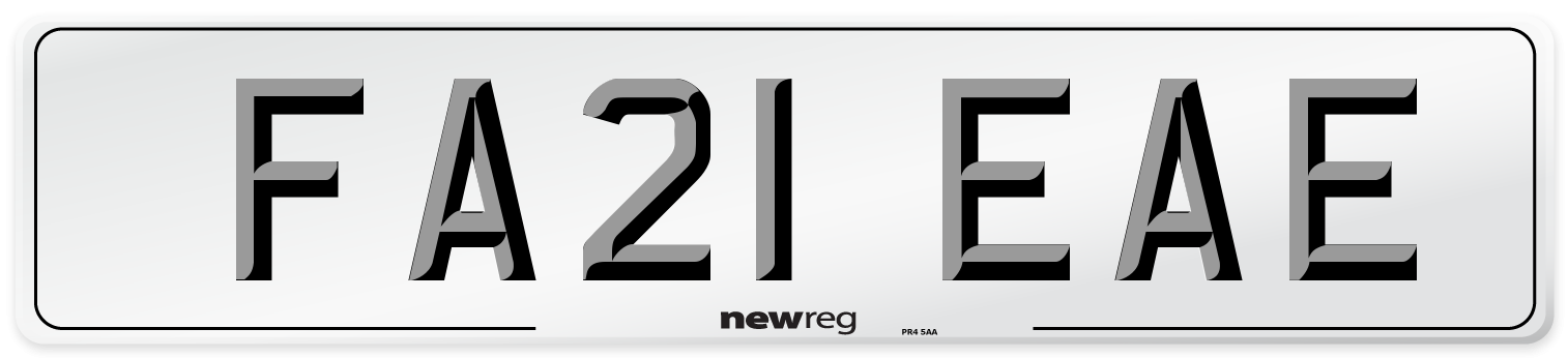 FA21 EAE Number Plate from New Reg